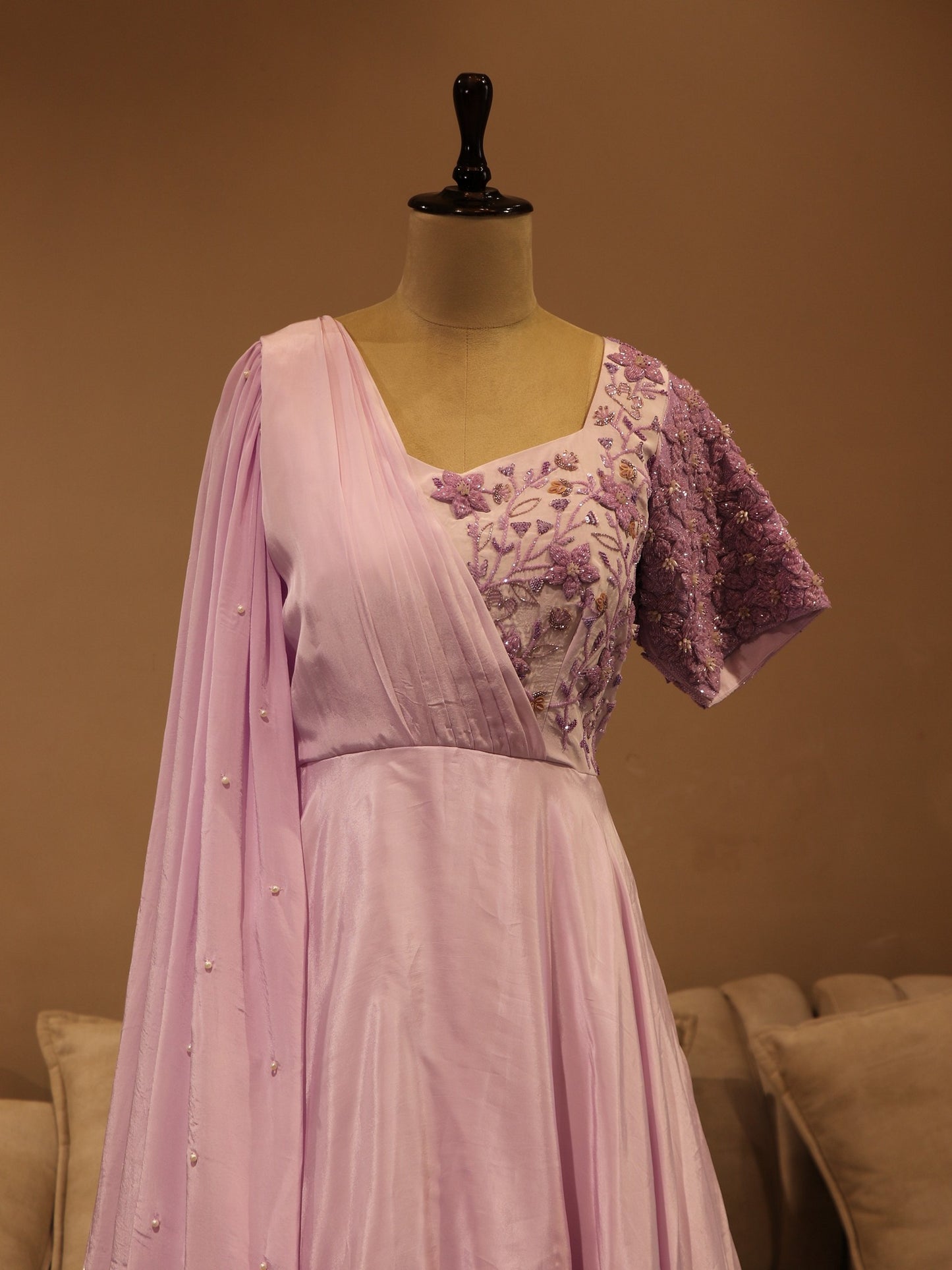 Lilac lavander 3d flower gown
