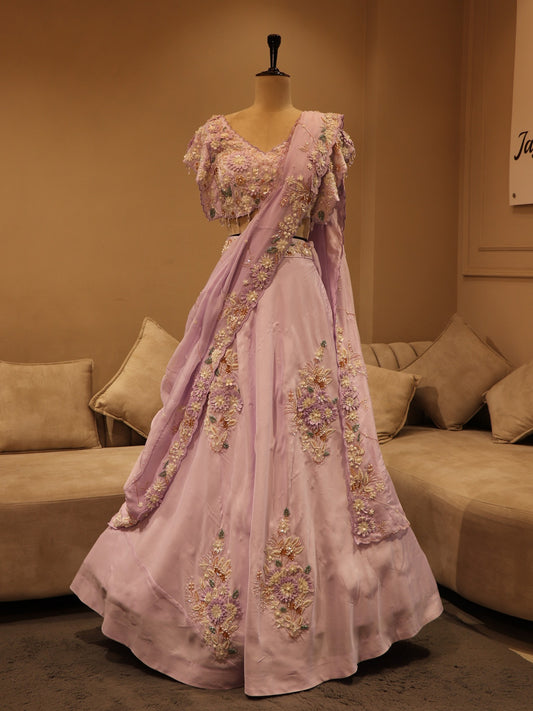 Lavander 3d lehenga set
