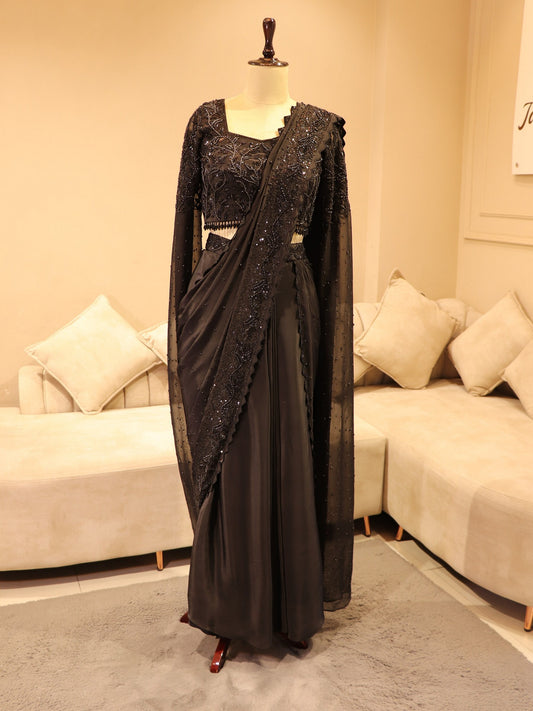 Black drape saree