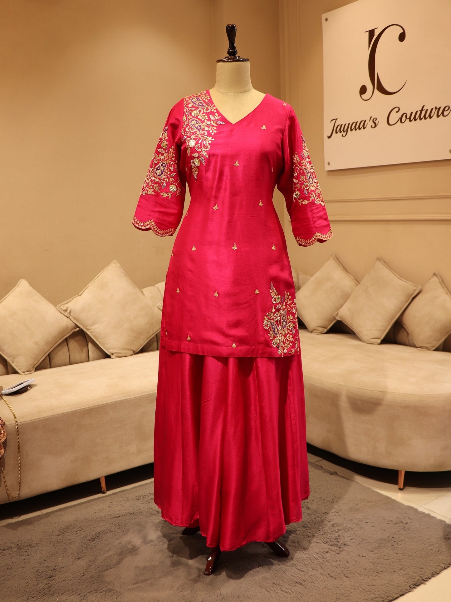 Rani kurta with bandhej dupatta plazo