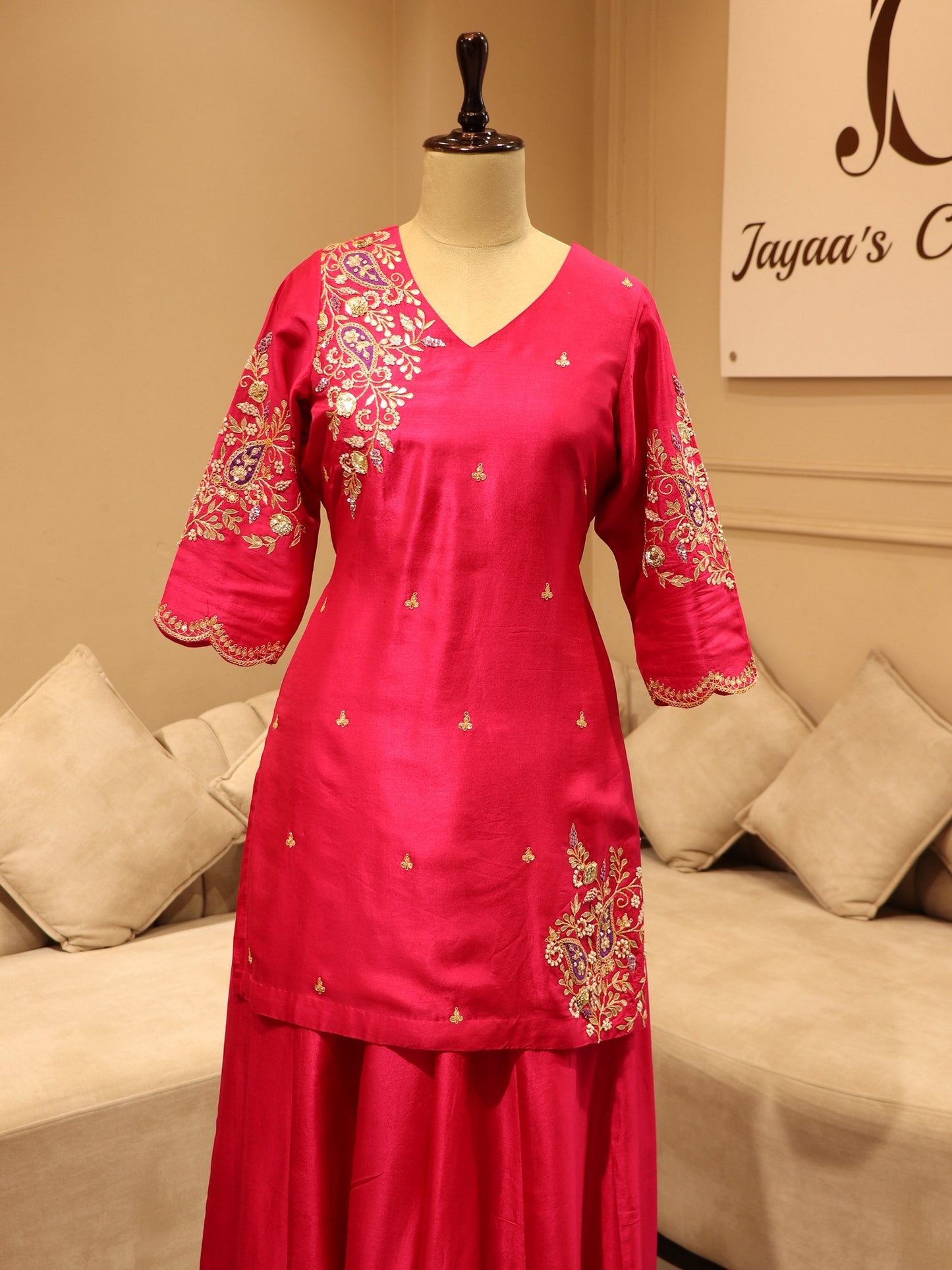 Rani kurta with bandhej dupatta plazo