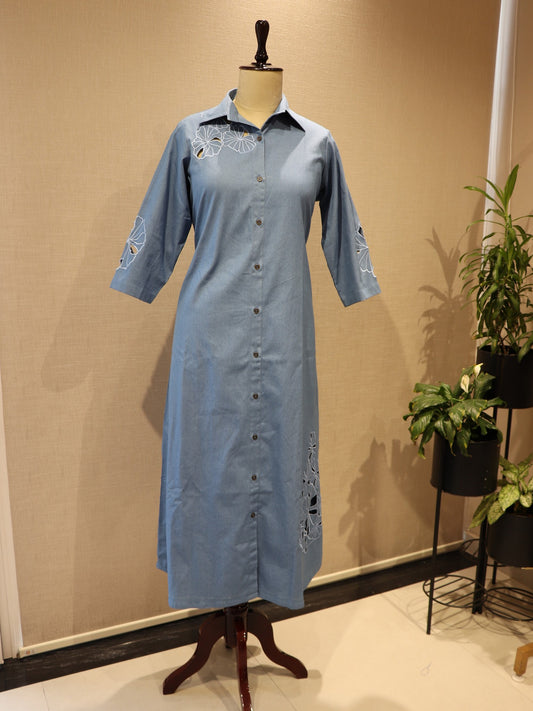 blue denim dress