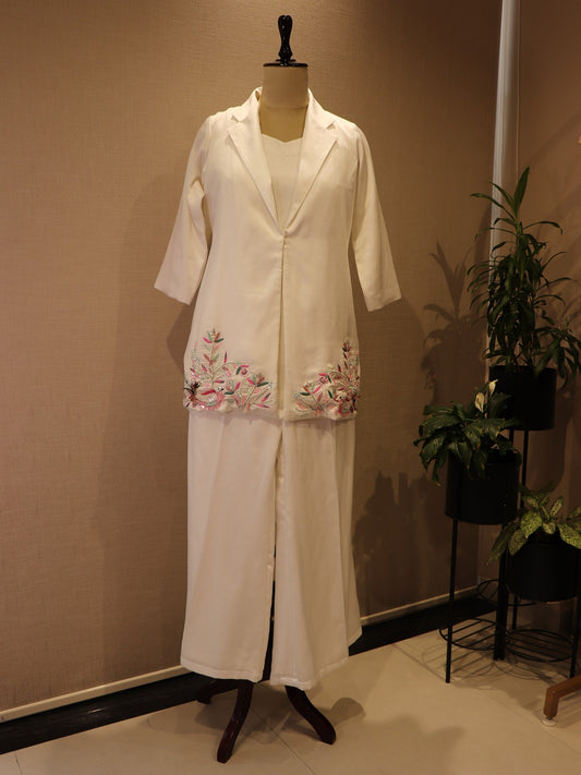 white satin co-ord set
