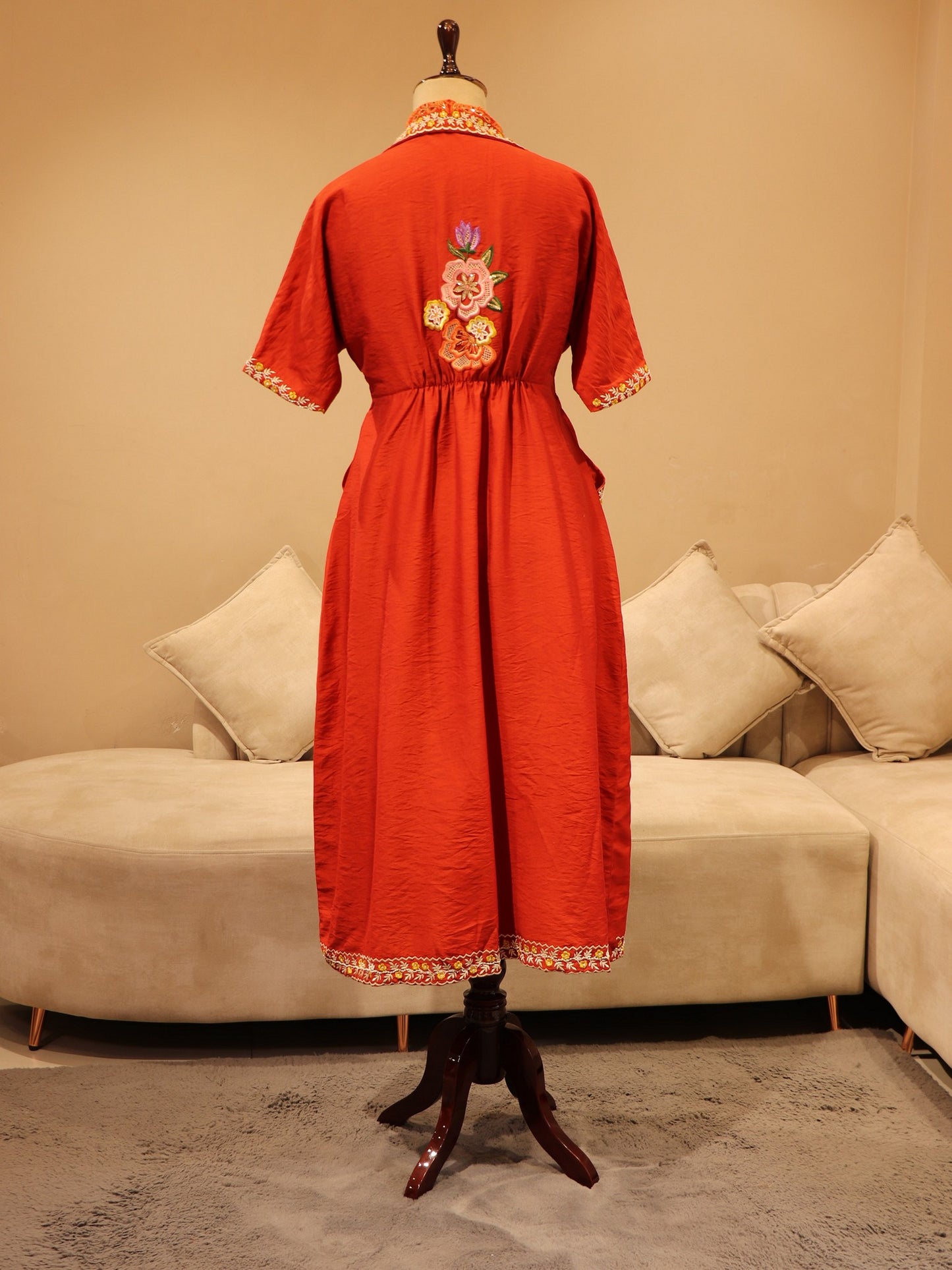 Hot red embroidered dress