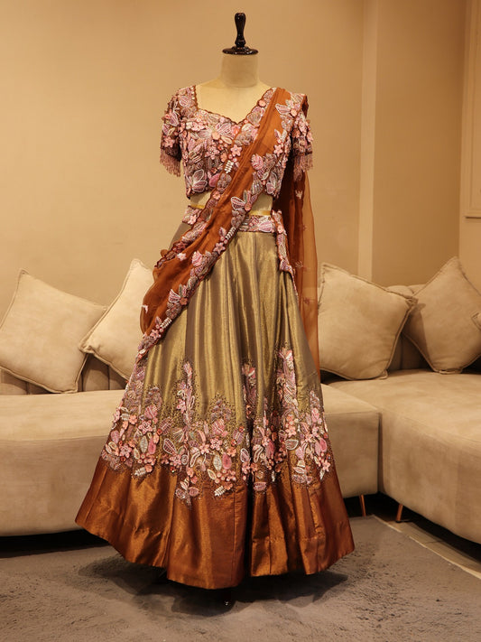 Brown beige shaded lehenga set