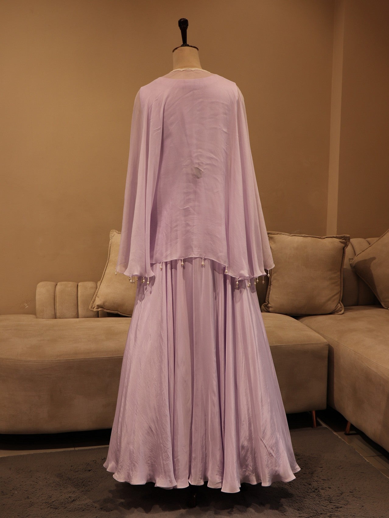 lavander drape gown