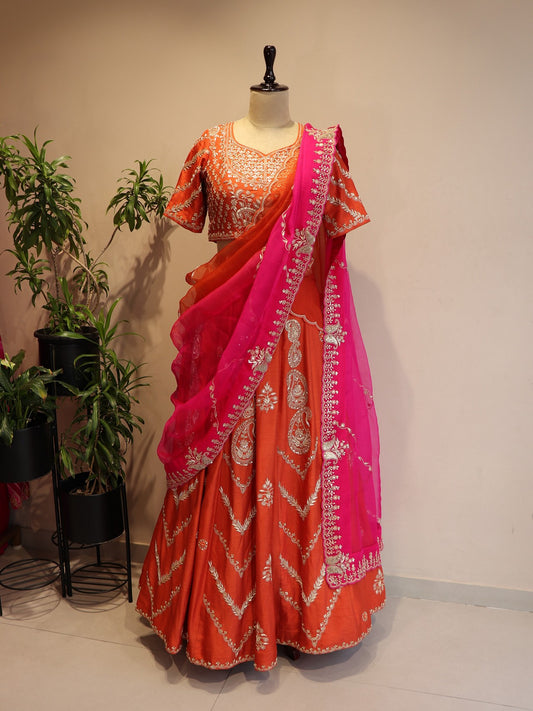 Rani pink shaded lehenga set