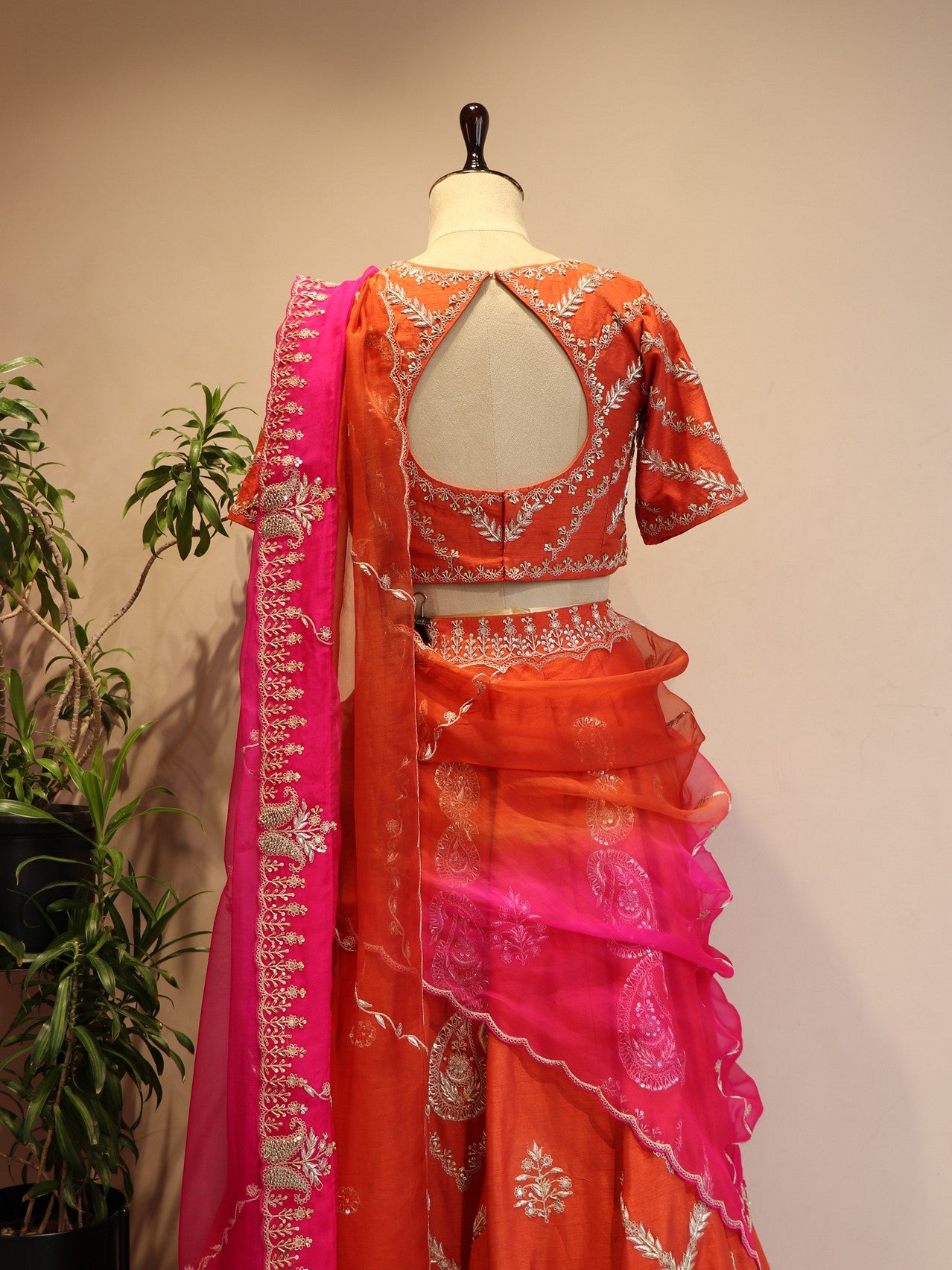 Rani pink shaded lehenga set