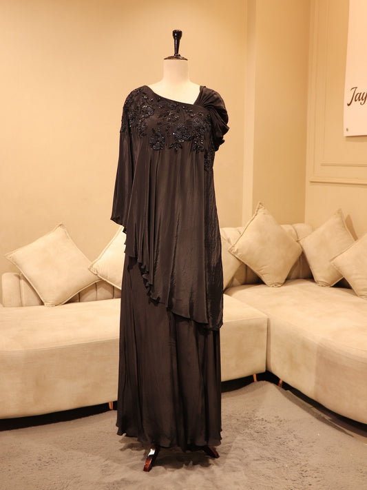 Black cape top with palazo