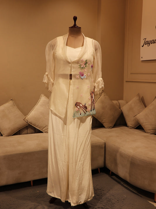 Off white embroidered co-ord set