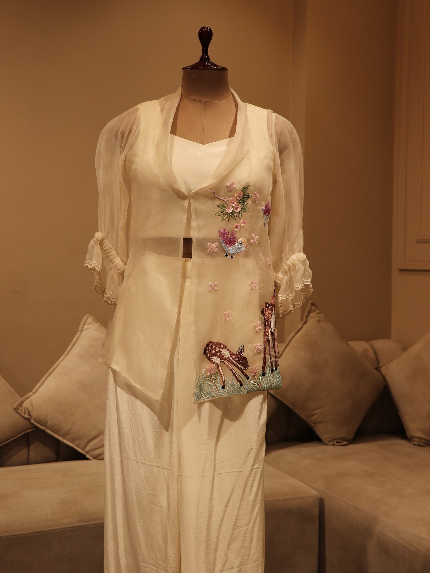 Off white embroidered co-ord set