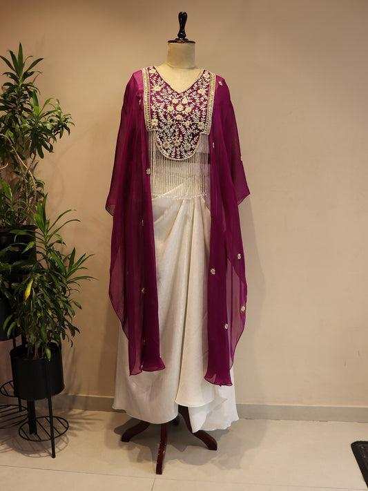 Purple cape top with skirt
