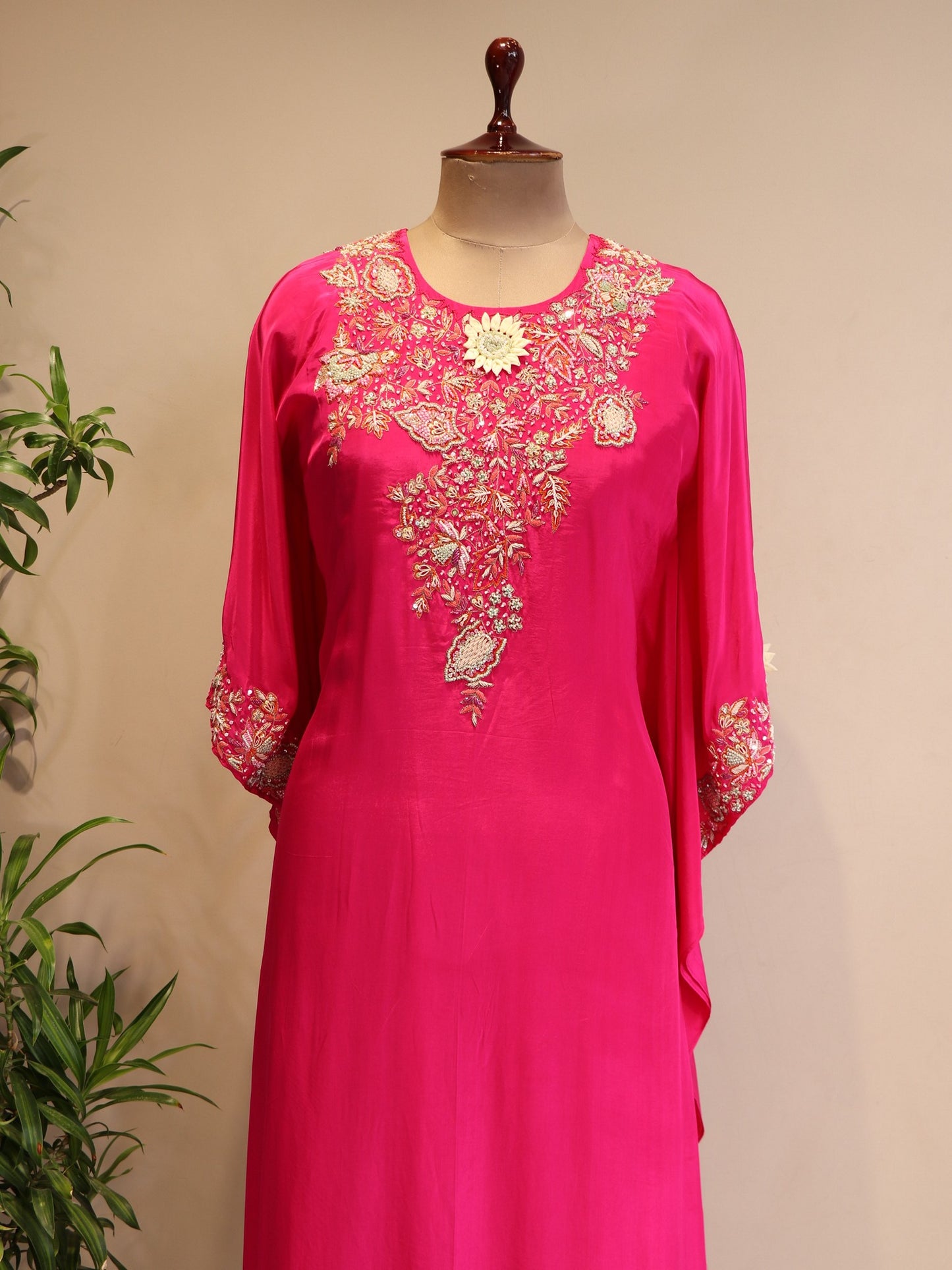 Hot pink kaftan with pants