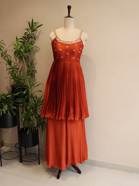 Rust orange kurti with plazo