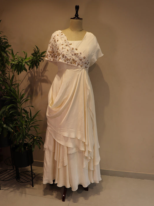 Off white drape gown
