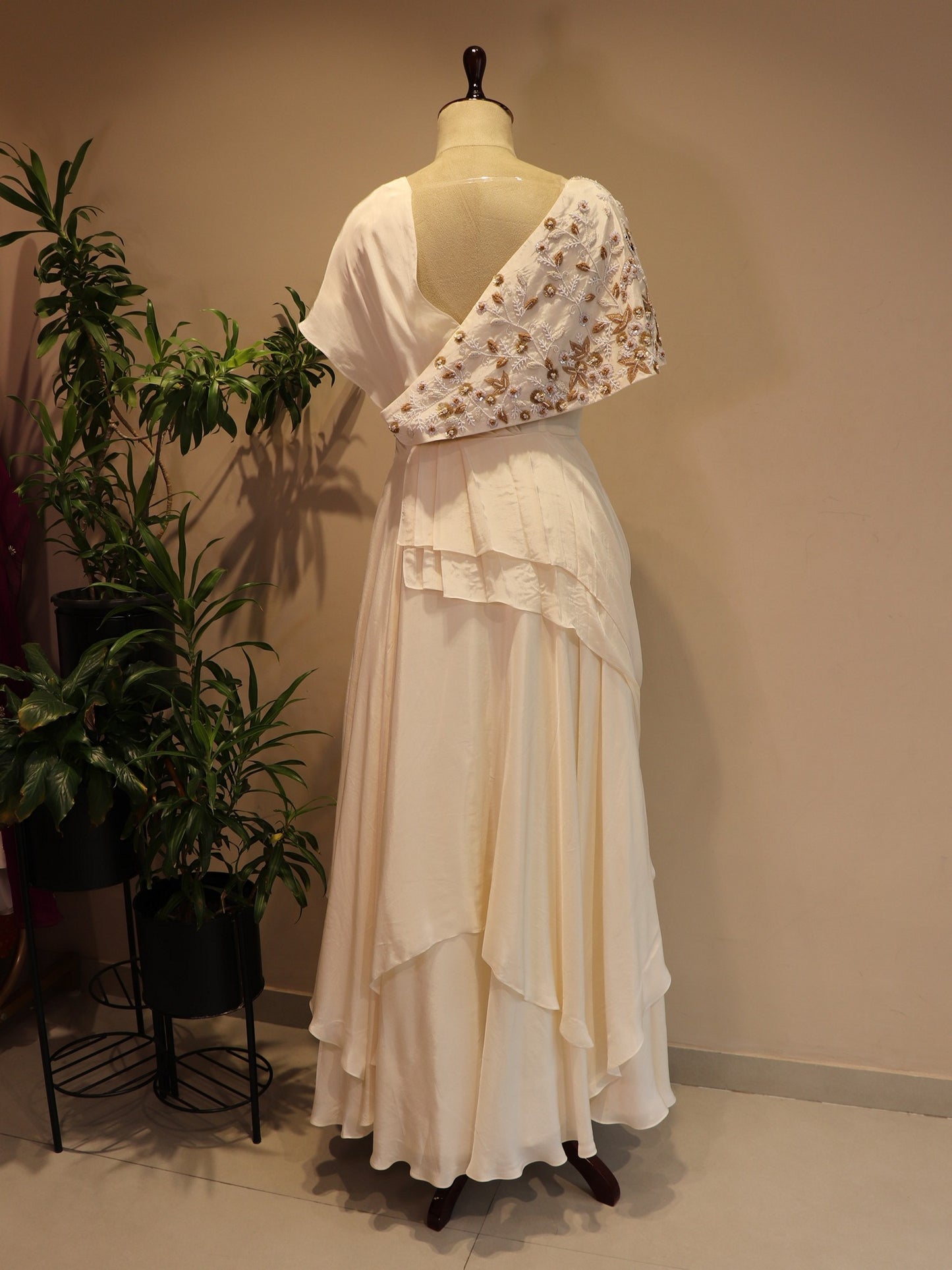 Off white drape gown