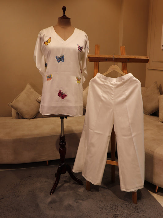 white butterfly co-ord set