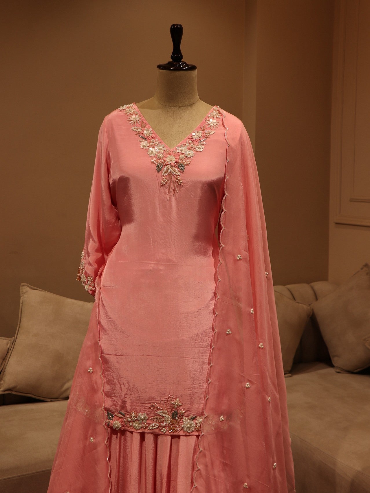 Pink kurta sharara with dupatta