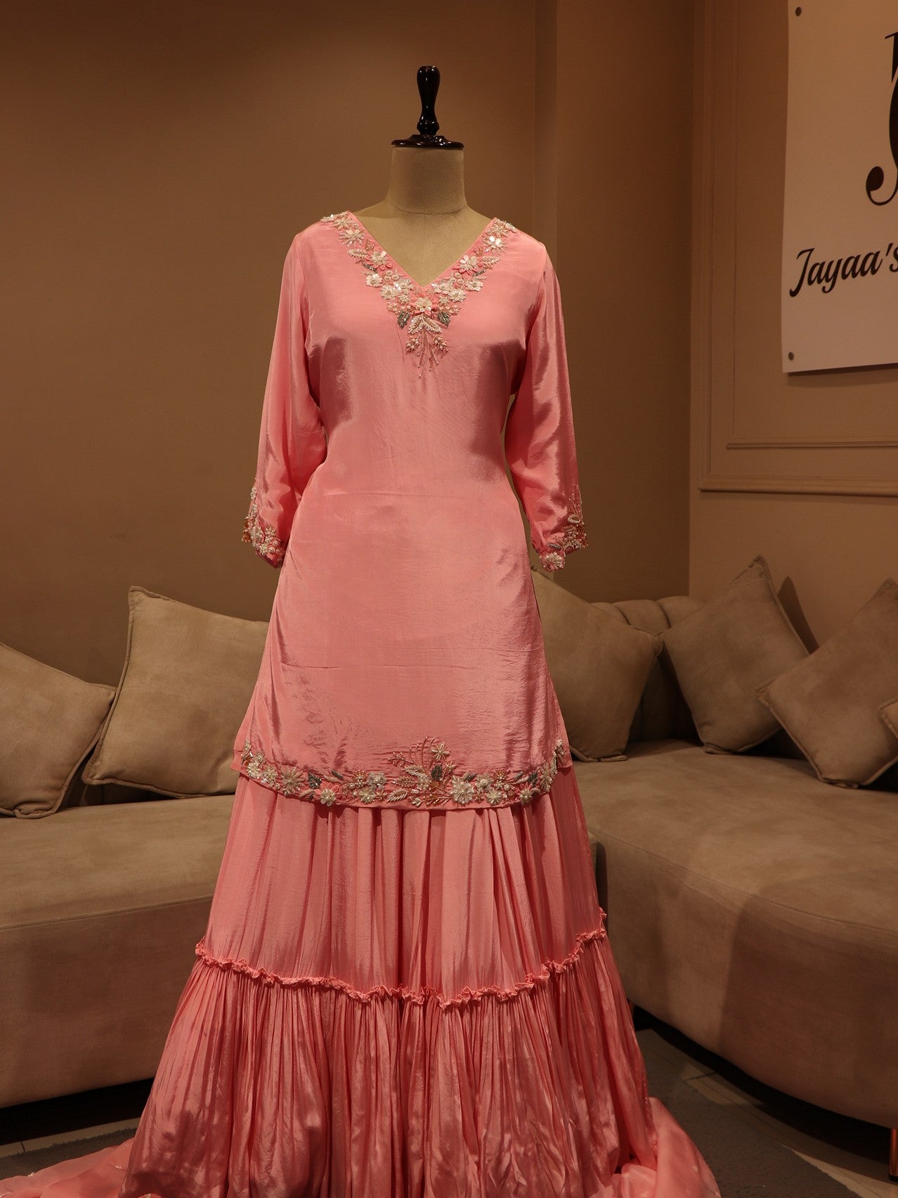 Pink kurta sharara with dupatta
