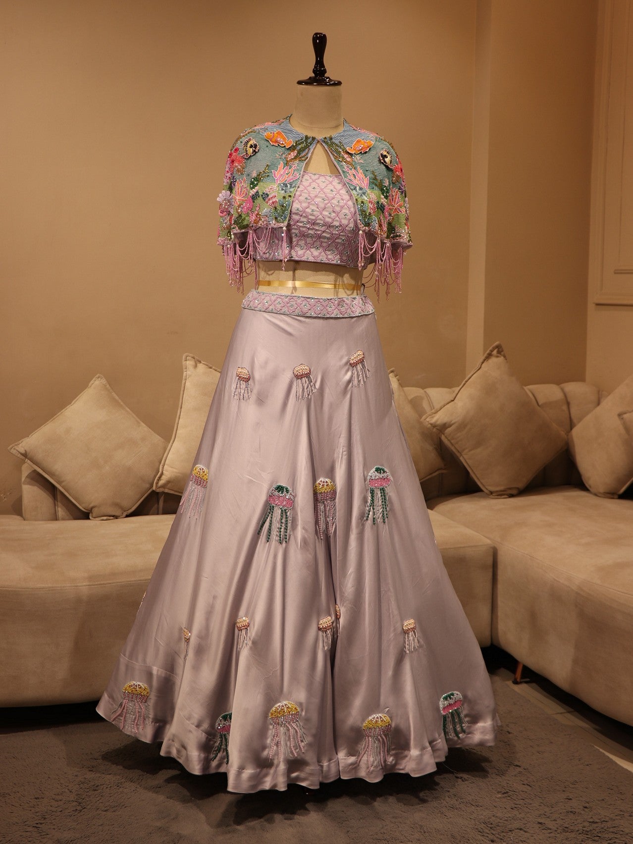 Ice blue aqua crop top skirt set