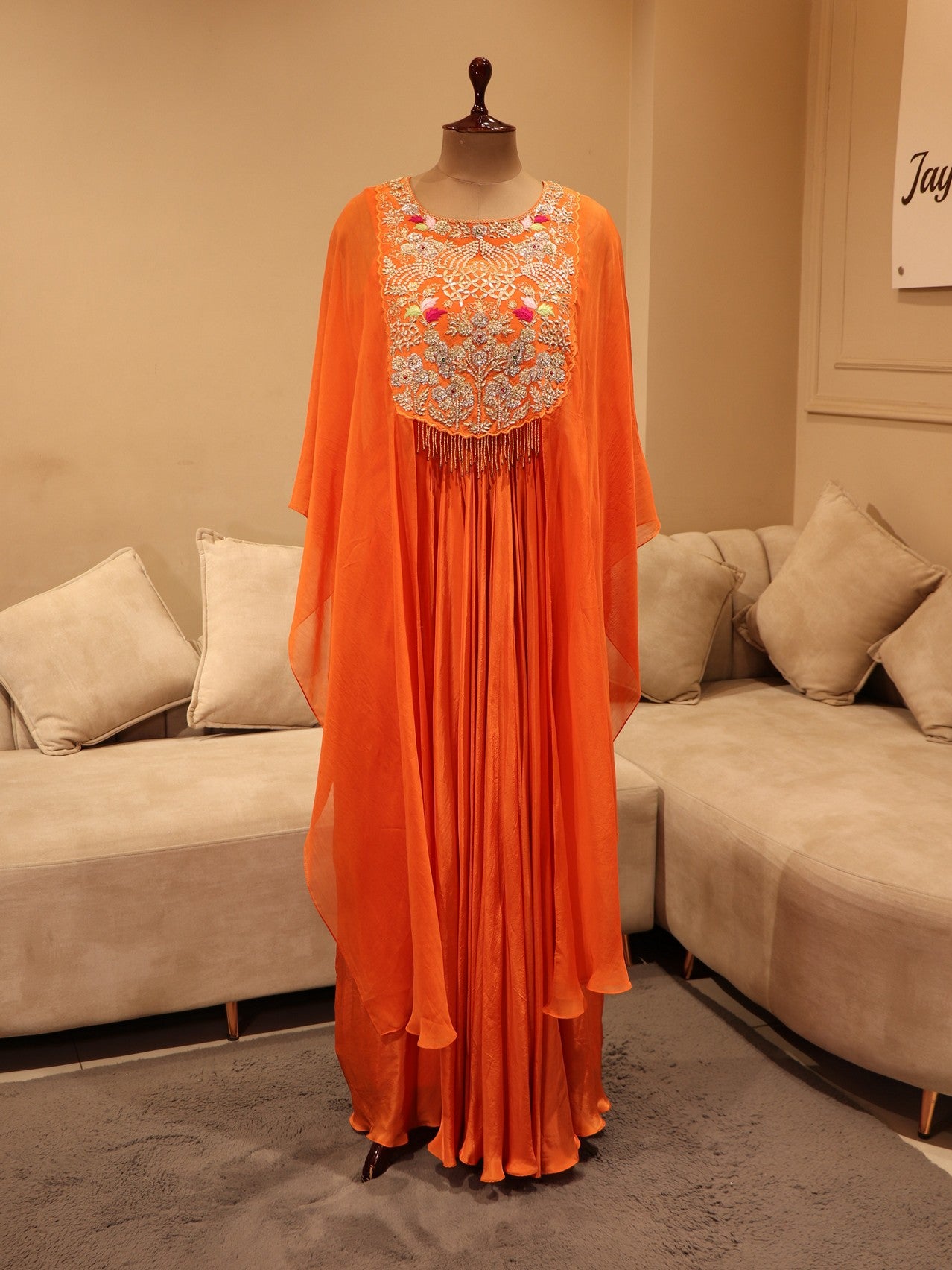 Rust orange crop top cape set