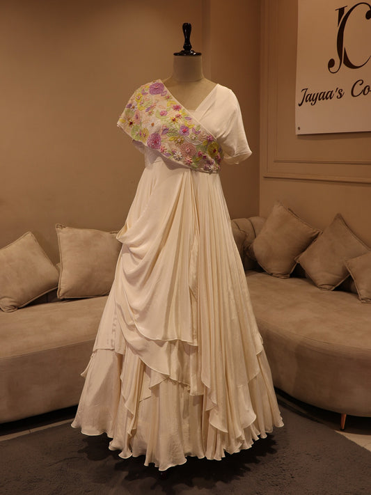 Off white embroidered gown