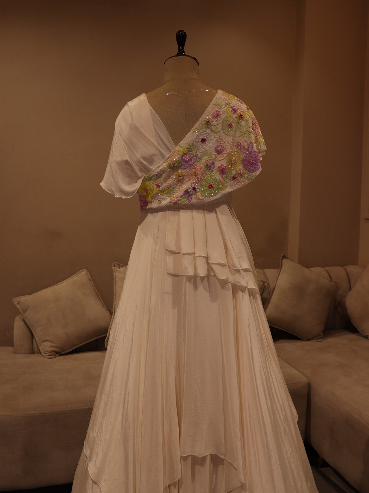 Off white embroidered gown