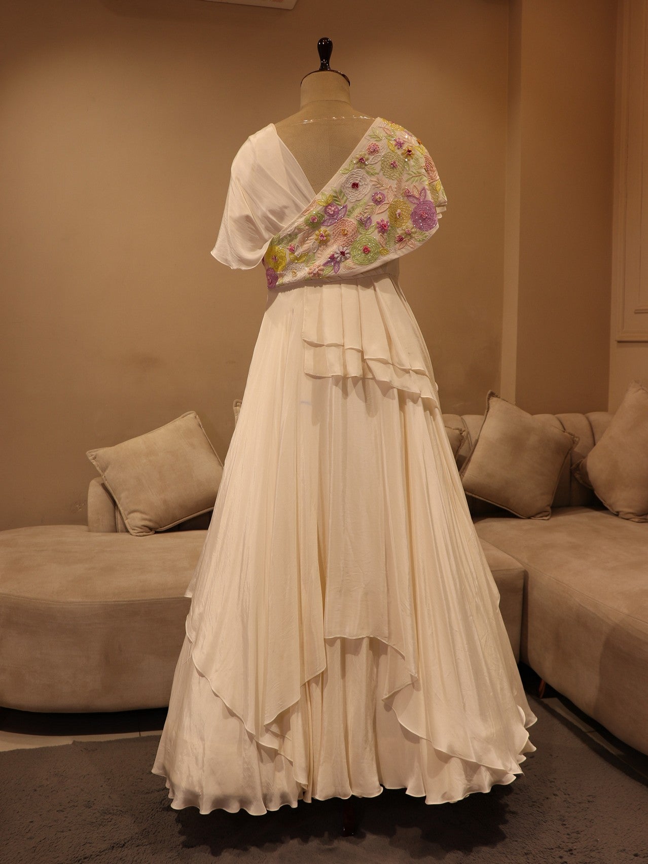 Off white embroidered gown