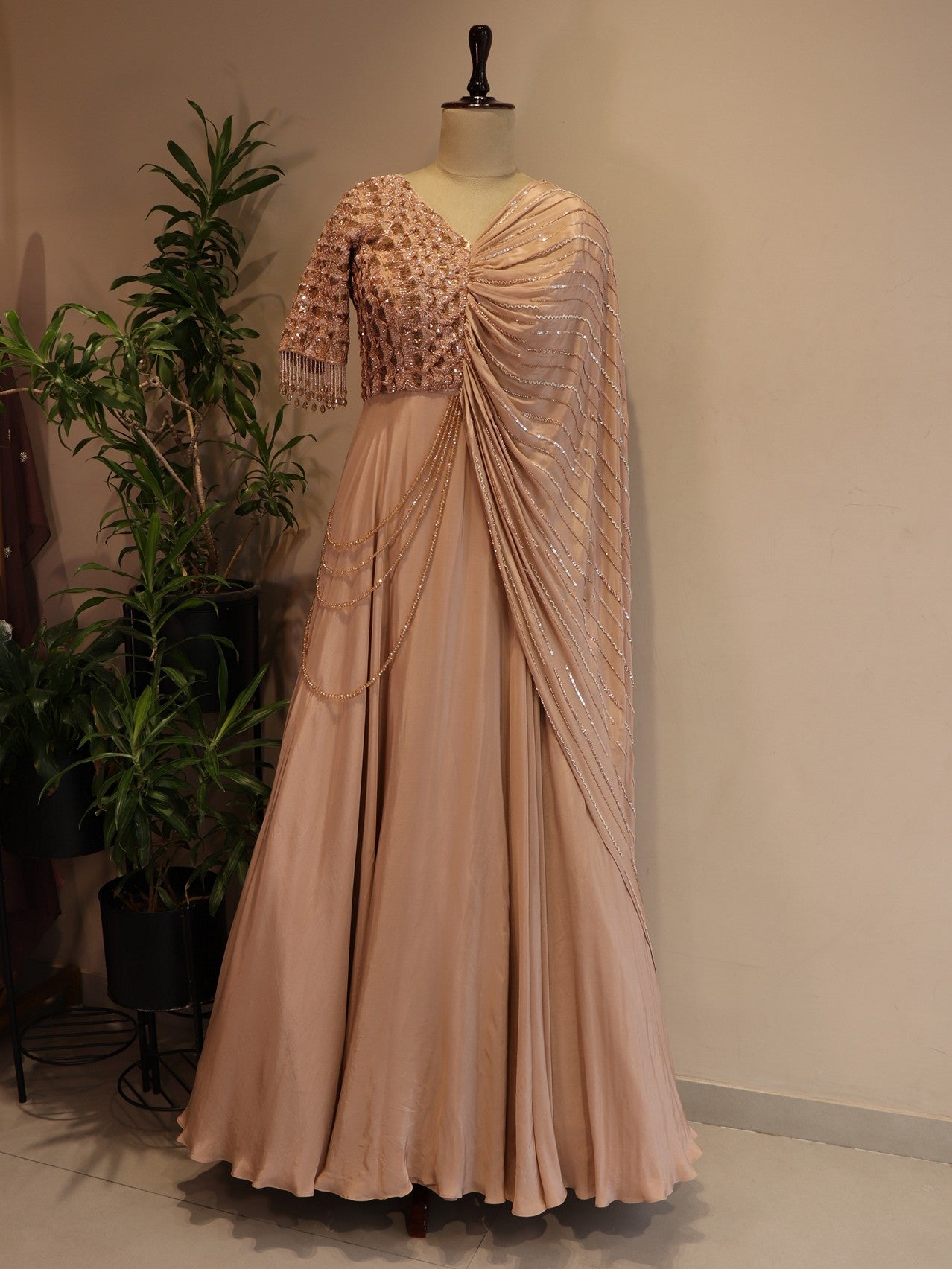 Peach rose gold ed flower gown