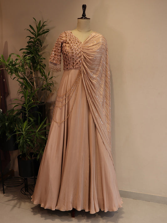 Peach rose gold ed flower gown