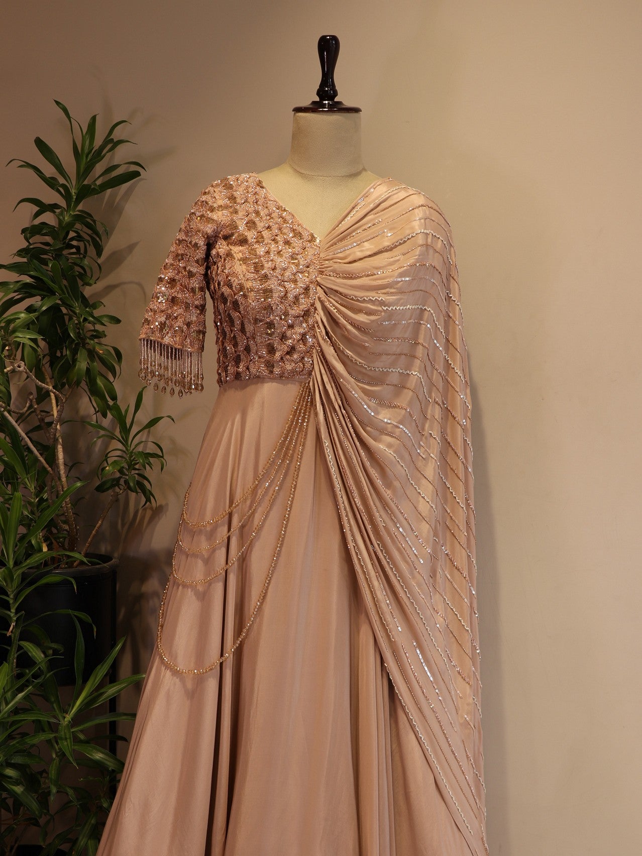 Peach rose gold ed flower gown