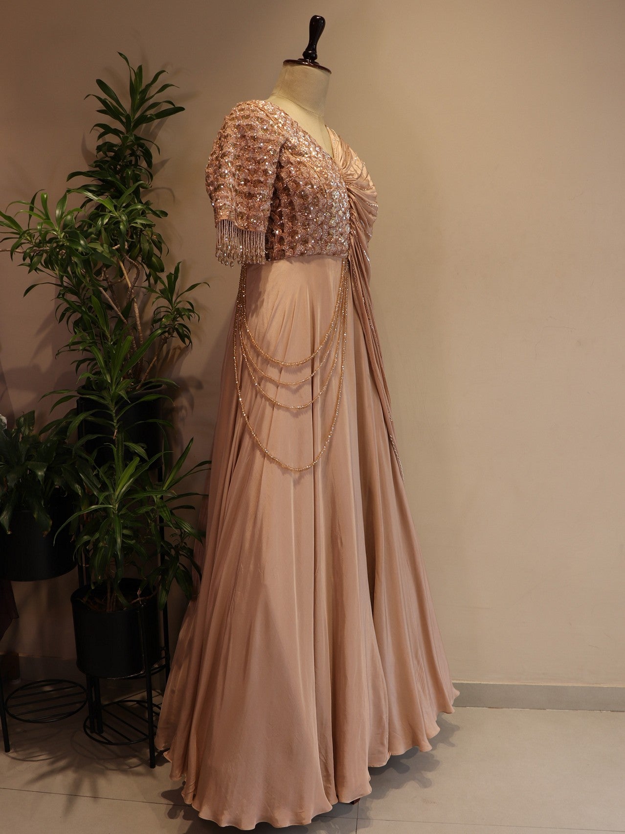 Peach rose gold ed flower gown