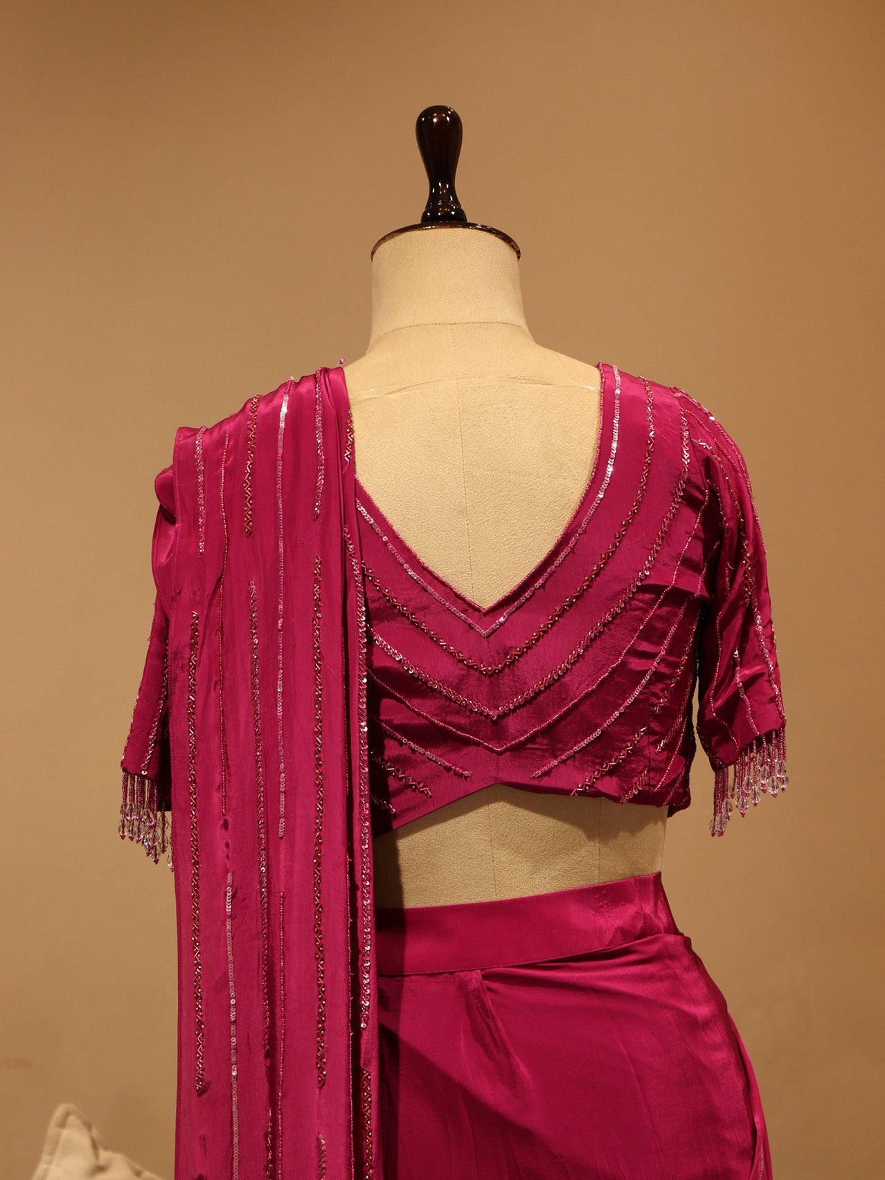 Wine drape saree