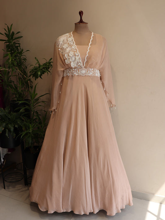 Beige drape gown