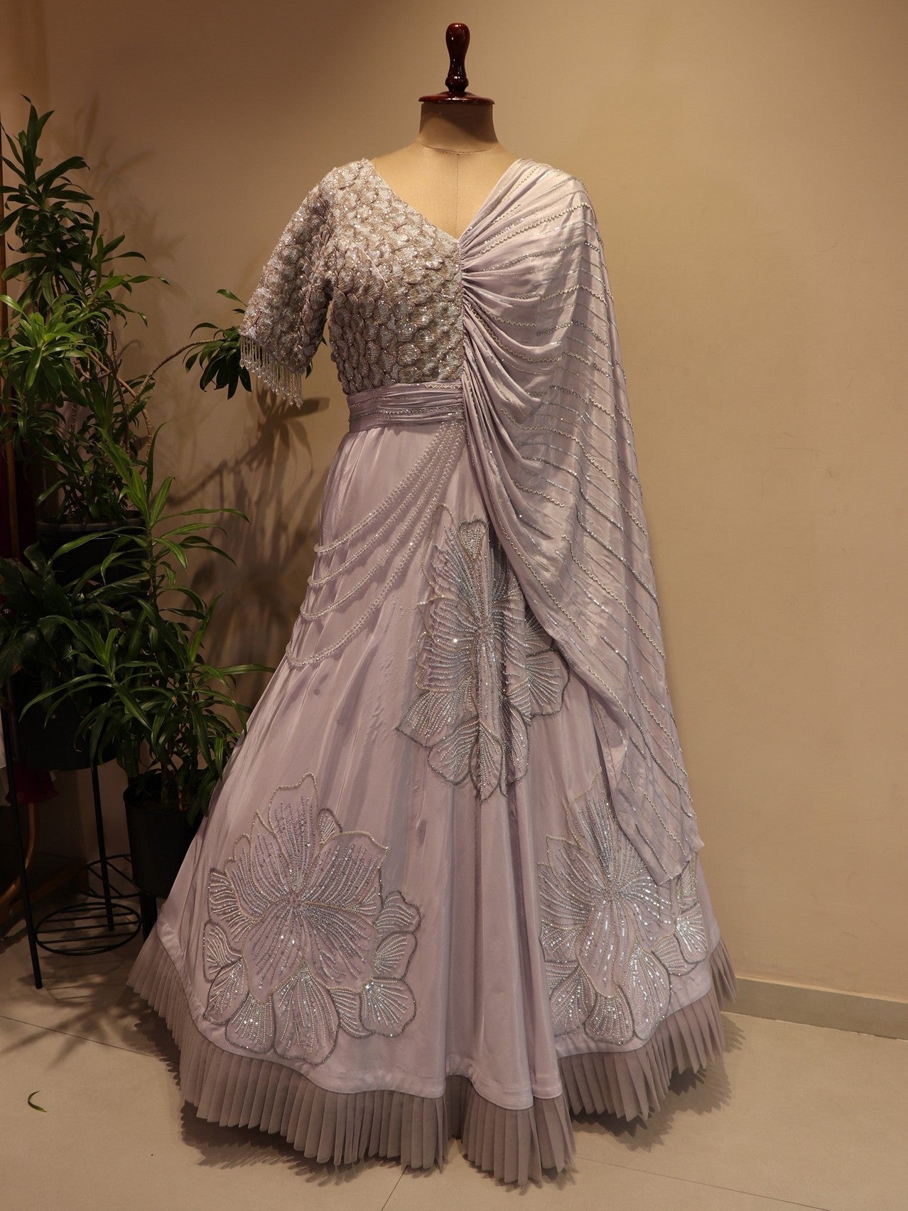Ice blue 3d flower gown