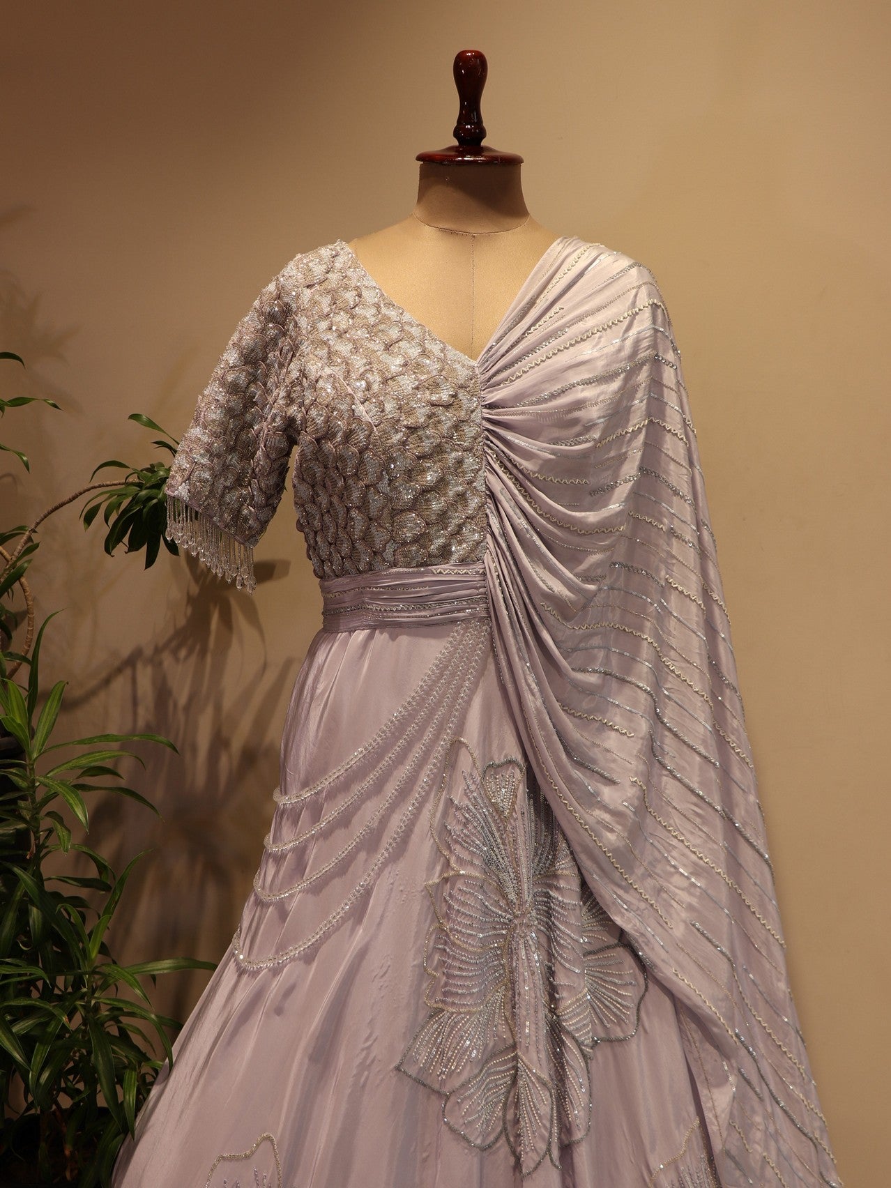 Ice blue 3d flower gown