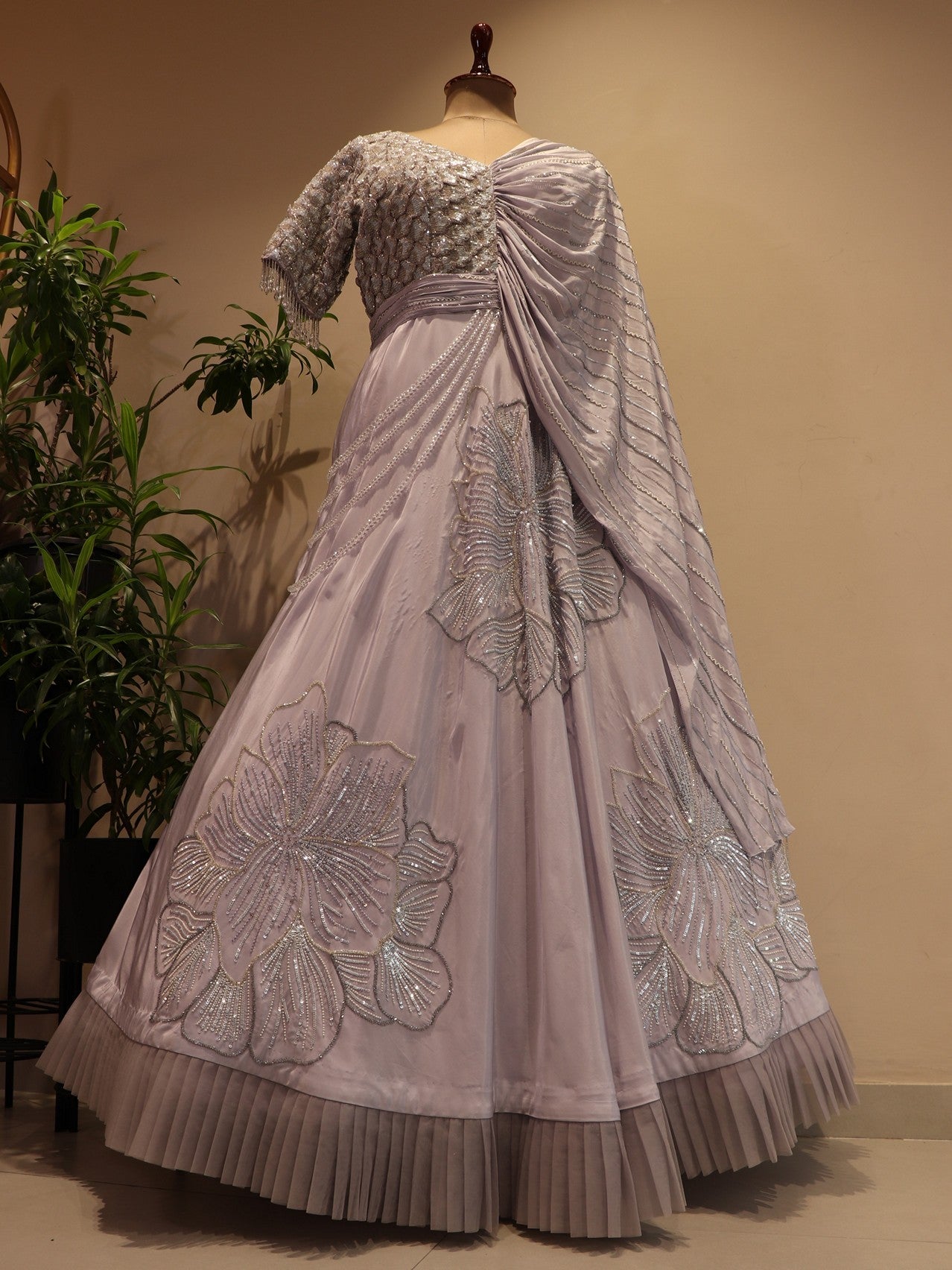 Ice blue 3d flower gown