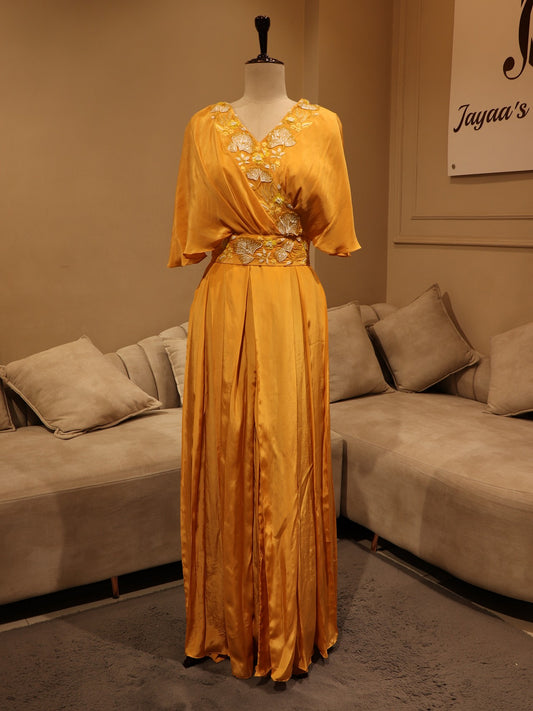 Burnt yellow color jump suit