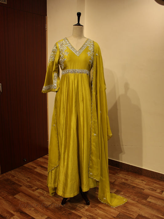 Green gown with dupatta