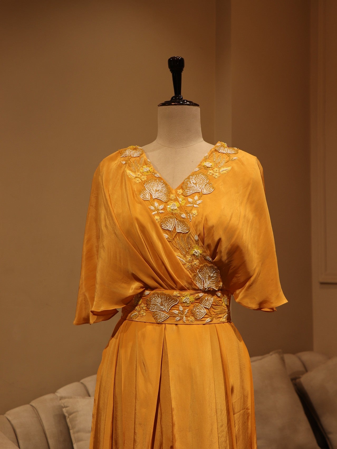 Burnt yellow color jump suit