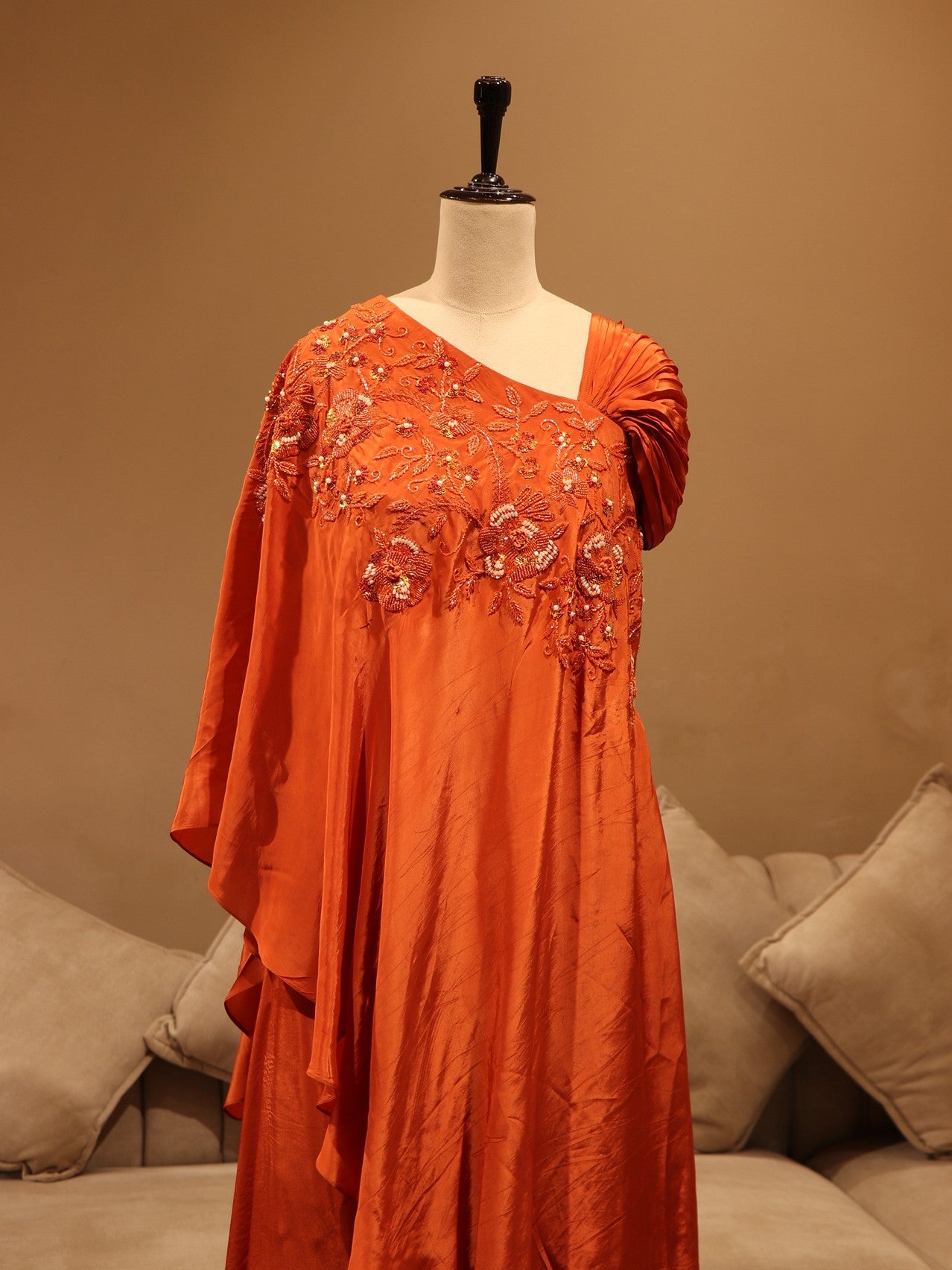 Rust orange cape top with plazo