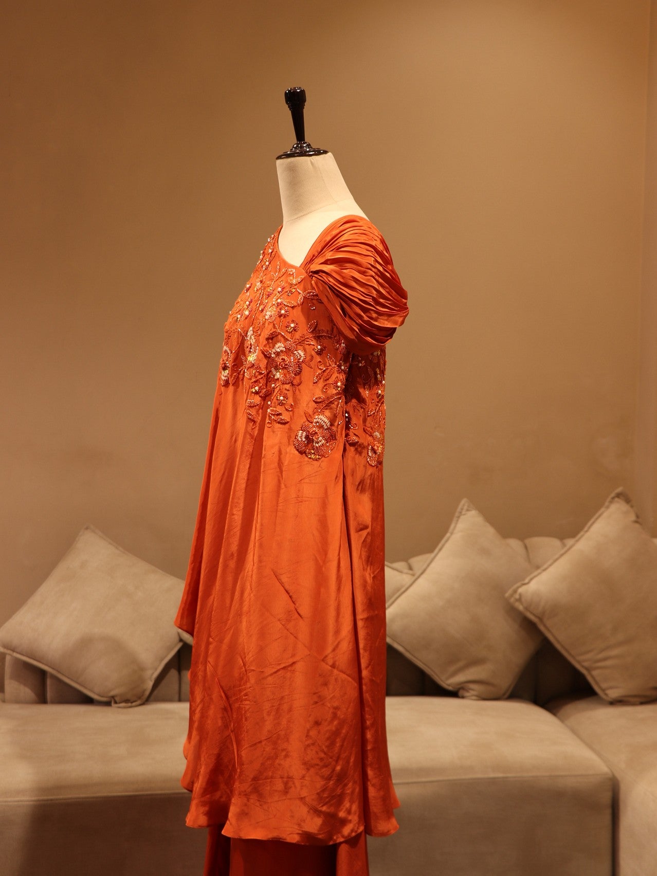 Rust orange cape top with plazo