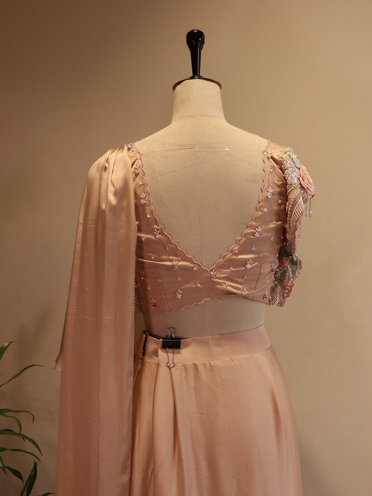 Peachish Beige drape saree