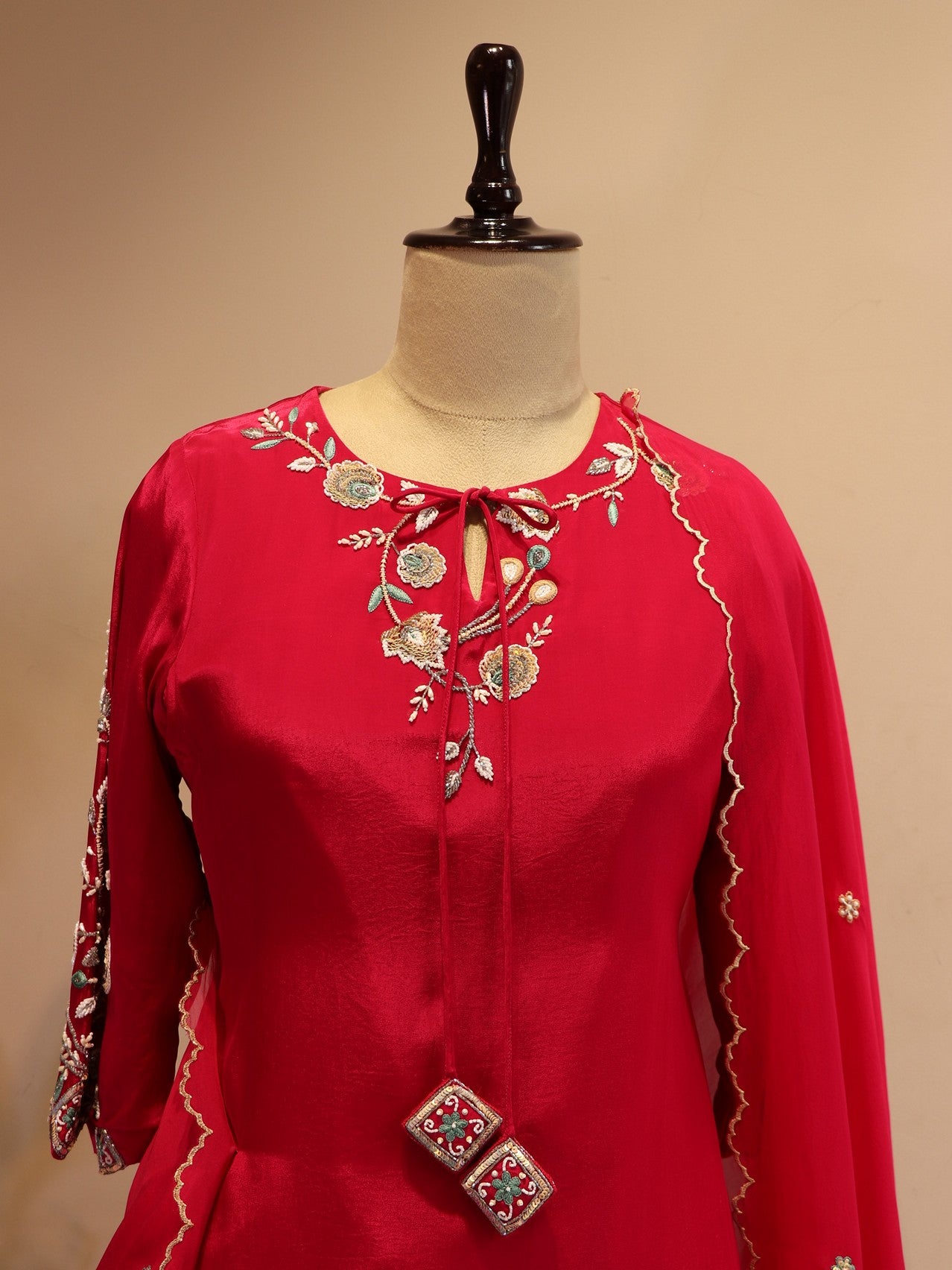 Hot pink Kurta plazo dupatta