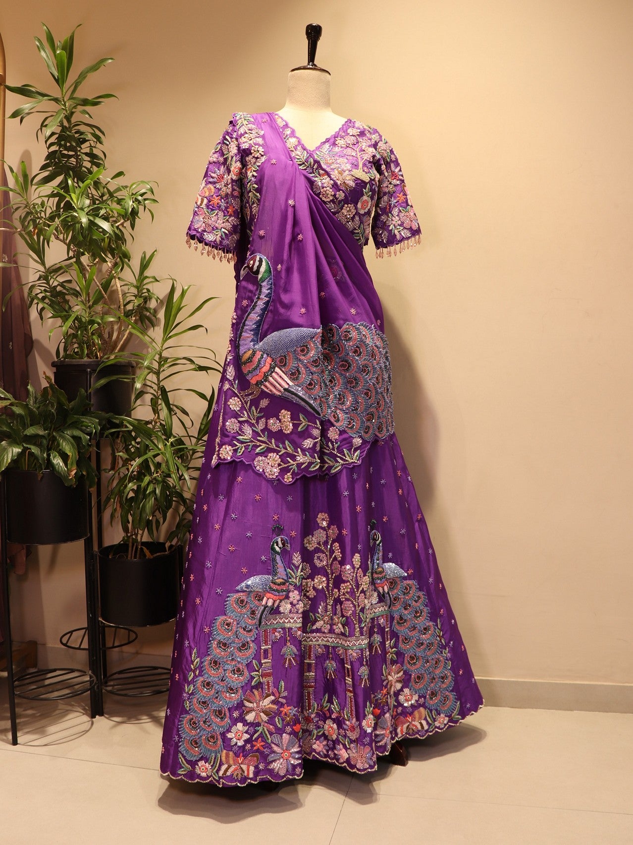 Purple Peacock lehenga set