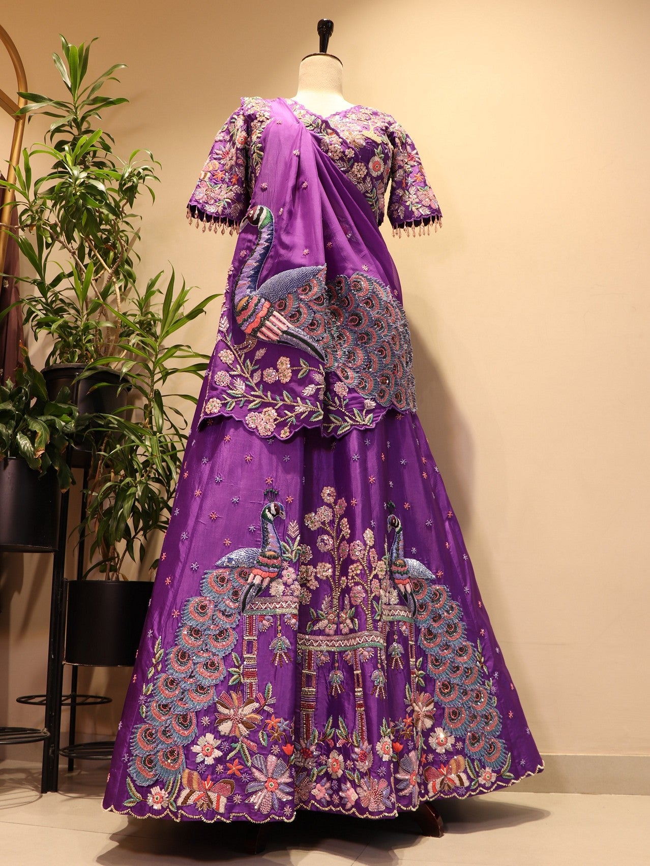 Purple Peacock lehenga set