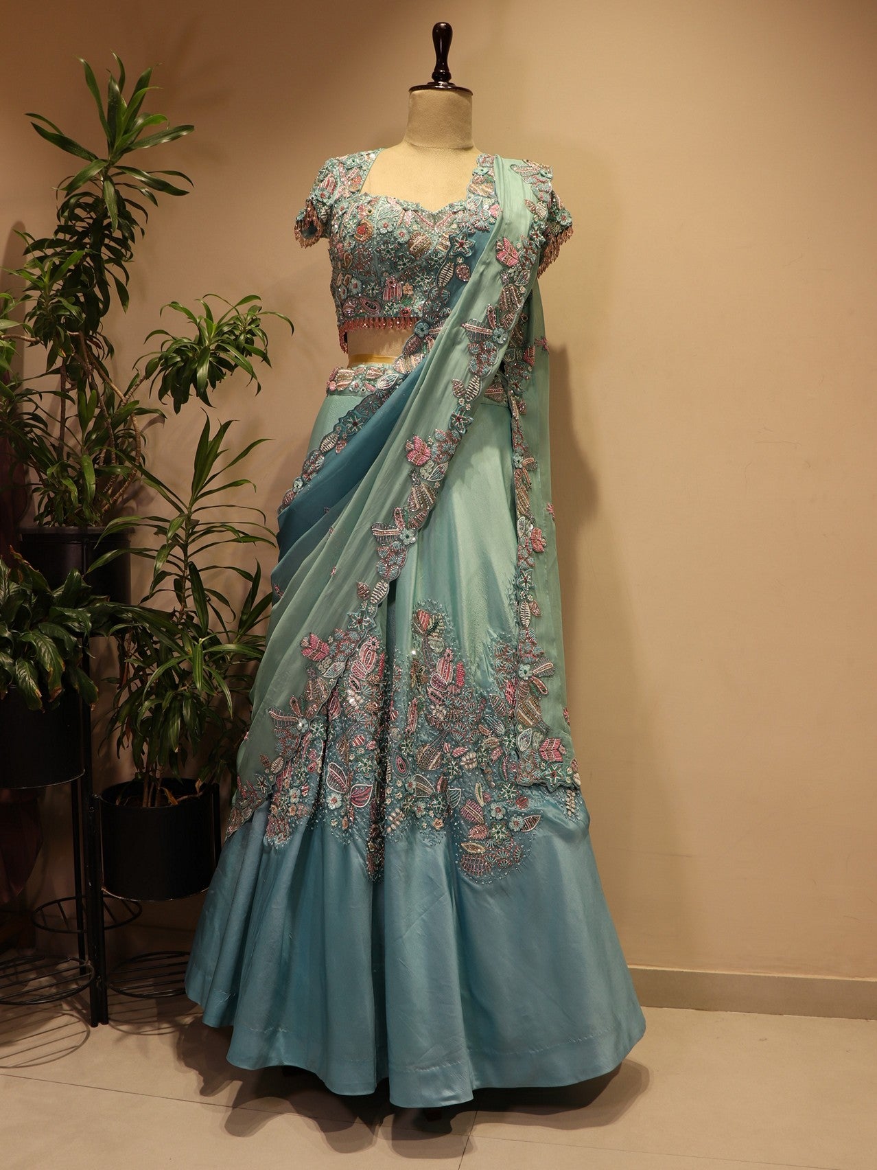 Sea green shaded lehenga set