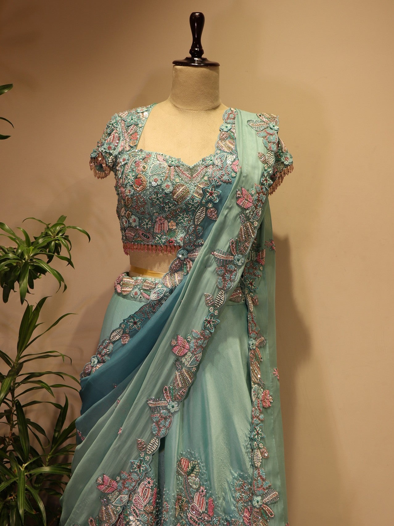 Sea green shaded lehenga set