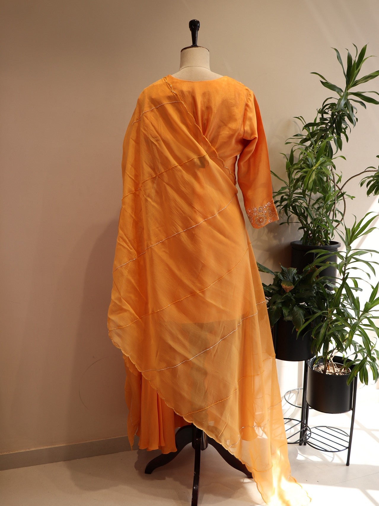 Rust orange kurta plazo with dupatta