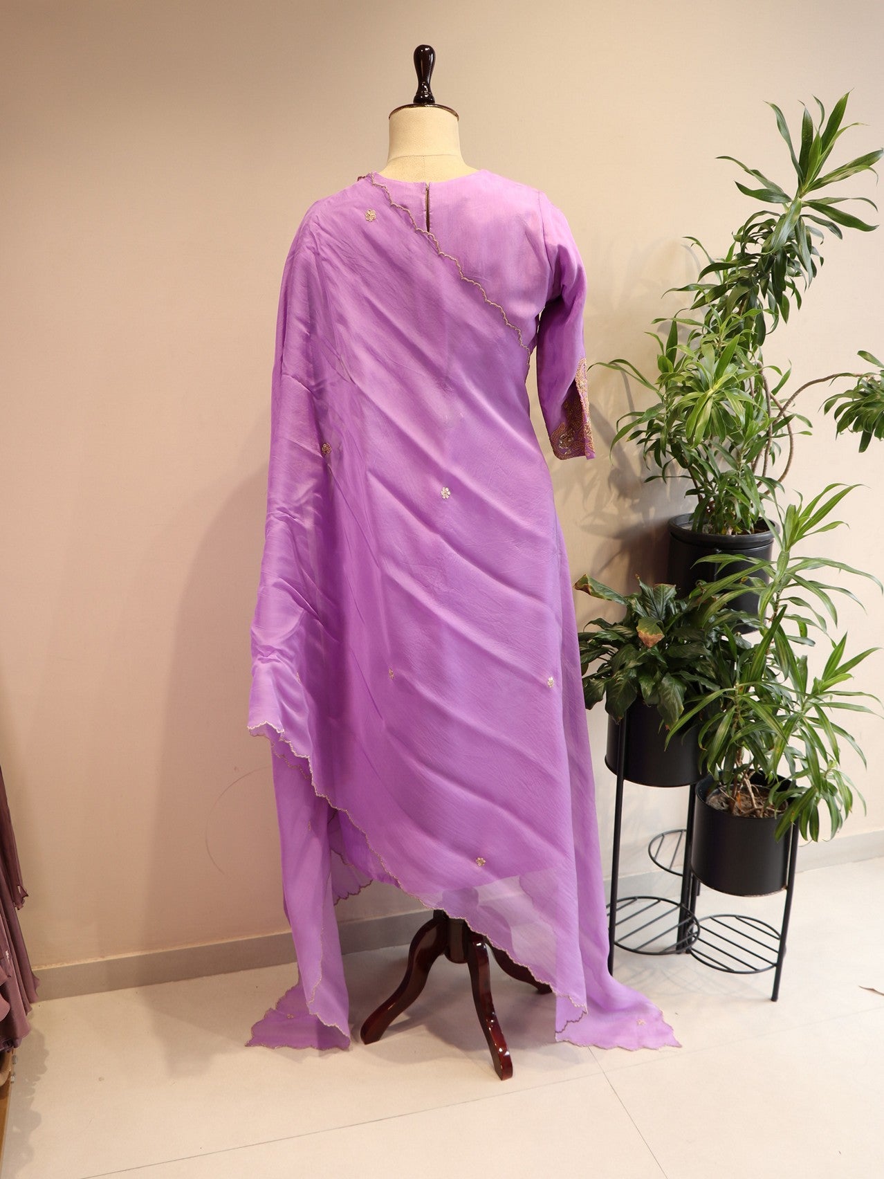 Lavander kurta pants dupatta